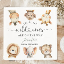 Wild One Safari Animals Twin Baby Shower