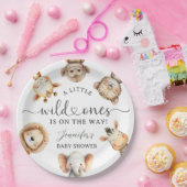 Wild One Safari Animals Twin Baby Shower ペーパープレート (パーティー)