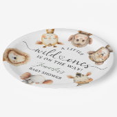 Wild One Safari Animals Twin Baby Shower ペーパープレート (アングル)