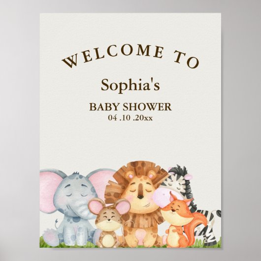 Wild One Safari Baby Shower ポスター (正面)