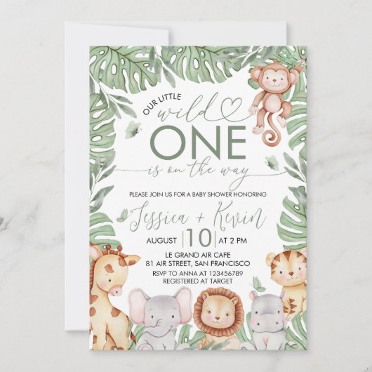 Wild One Safari Baby Shower Invite 招待状 (正面)