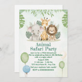 Wild One Safari Birthday Invitation 招待状 (正面/裏面)