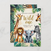 Wild One Safari Birthday Invitation 招待状 (正面/裏面)