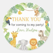 Wild One Safari Birthday Party ラウンドシール (正面)