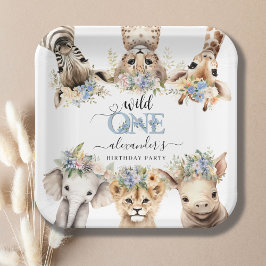 Wild One Safari Boy 1st Birthday ペーパープレート