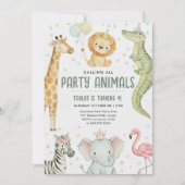 Wild One Safari Boy Birthday Party 招待状 (正面)