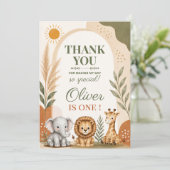 Wild One Safari First Birthday サンキューカード (スタンド正面)