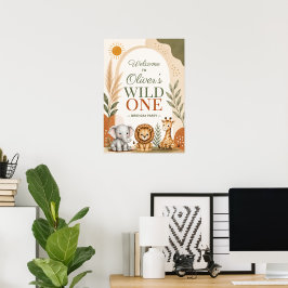 Wild One Safari First Birthday ポスター