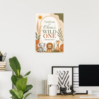 Wild One Safari First Birthday ポスター