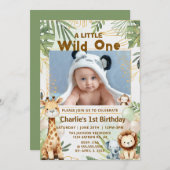 Wild One Safari First Birthday Invitation 招待状 (正面/裏面)