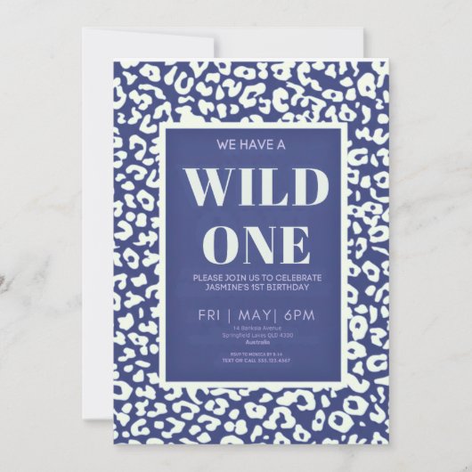 Wild One Safari First Birthday Invitation 招待状 (正面)