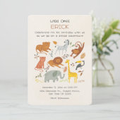 Wild One Safari First Birthday Invitation for Boys 招待状 (スタンド正面)