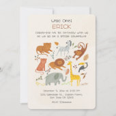 Wild One Safari First Birthday Invitation for Boys 招待状 (正面)
