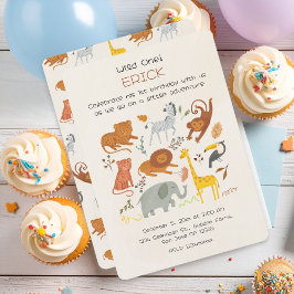 Wild One Safari First Birthday Invitation for Boys 招待状