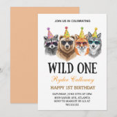 Wild One Safari First Birthday – Jungle Animal  招待状 (正面/裏面)