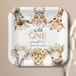 Wild One Safari Girl 1st Birthday ペーパープレート