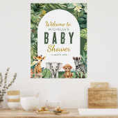 Wild One Safari Greenery Baby Shower Welcome Sign ポスター (キッチン)