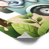 Wild One Safari Jungle 1st Birthday Welcome Sign ポスター (角)