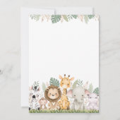 Wild One Safari Jungle Animals 1st Birthday 招待状 (裏面)