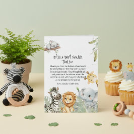 Wild One Safari Jungle Animals Boy Baby Shower  サンキューカード
