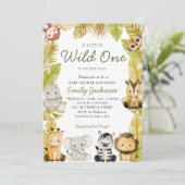 Wild One Safari jungle Animals Boy Baby Shower  招待状 (スタンド正面)