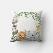Wild One Safari Jungle Animals Cute Boy Baby Showe クッション (裏面)
