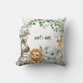 Wild One Safari Jungle Animals Cute Boy Baby Showe クッション (正面)