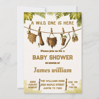 ​Wild One Safari Jungle Baby Shower Invitation 招待状