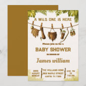 ​Wild One Safari Jungle Baby Shower Invitation 招待状 (正面/裏面)