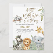 Wild One Safari Jungle cute Animals Baby Shower 招待状 (正面)