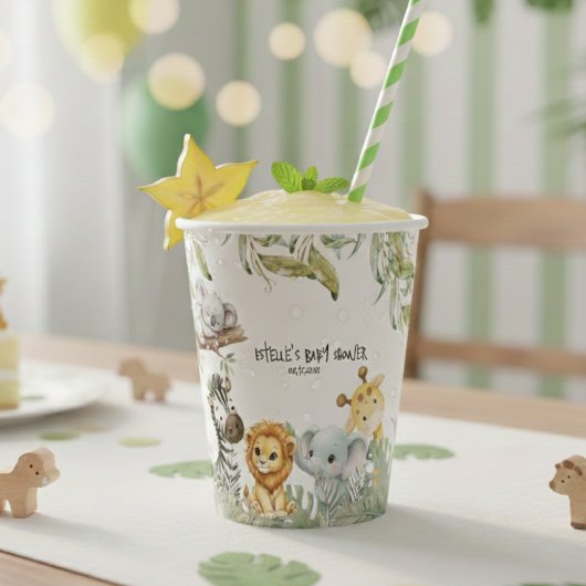 Wild One Safari Jungle Cute Animals Baby Shower 紙コップ