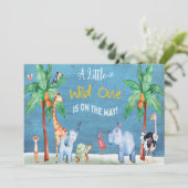 Wild One Safari Jungle Elephant Animals Baby  招待状 (スタンド正面)