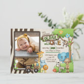 Wild One Safari Photo Birthday for boy 招待状 (スタンド正面)