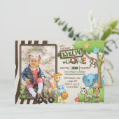 Wild One Safari Photo Birthday for girl 招待状 (スタンド正面)