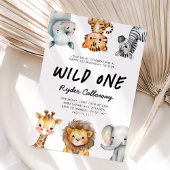 Wild One Safari Theme First Birthday Party 招待状