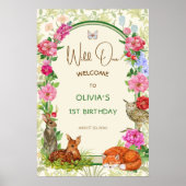 Wild One Storybook Woodland Birthday Welcome ポスター (正面)