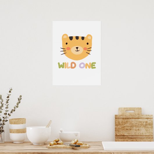 Wild One Tiger Baby Nursery  ポスター (キッチン)