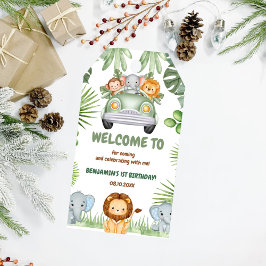 Wild One Tropical Jungle Animals Birthday ギフトタグ