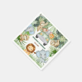Wild One Tropical Jungle Animals Birthday スタンダードカクテルナプキン (角)