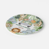 Wild One Tropical Jungle Animals Birthday ペーパープレート (アングル)