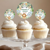 Wild One Tropical Jungle Animals Birthday ラウンドシール