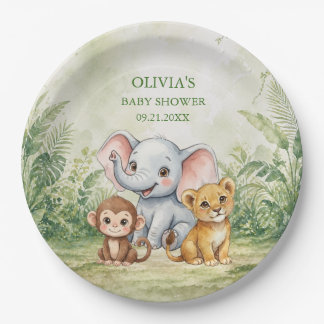 Wild One Tropical Jungle Baby Shower ペーパープレート