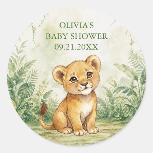 Wild One Tropical Jungle Baby Shower Favor ラウンドシール (正面)