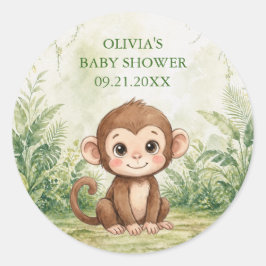 Wild One Tropical Jungle Baby Shower Favor ラウンドシール