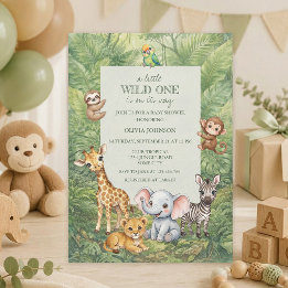 Wild One Tropical Jungle Baby Shower Invitation 招待状