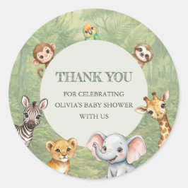 Wild One Tropical Jungle Baby Shower Thank You ラウンドシール