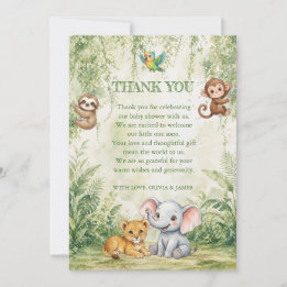 Wild One Tropical Jungle Baby Shower Thank You Car サンキューカード
