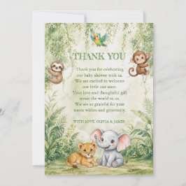 Wild One Tropical Jungle Baby Shower Thank You Car サンキューカード