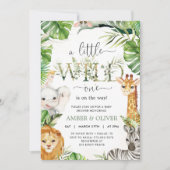 Wild One Tropical Jungle Boho Safari Baby Shower 招待状 (正面)