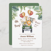 Wild One Tropical Jungle Safari Boy Baby Shower  招待状 (正面/裏面)